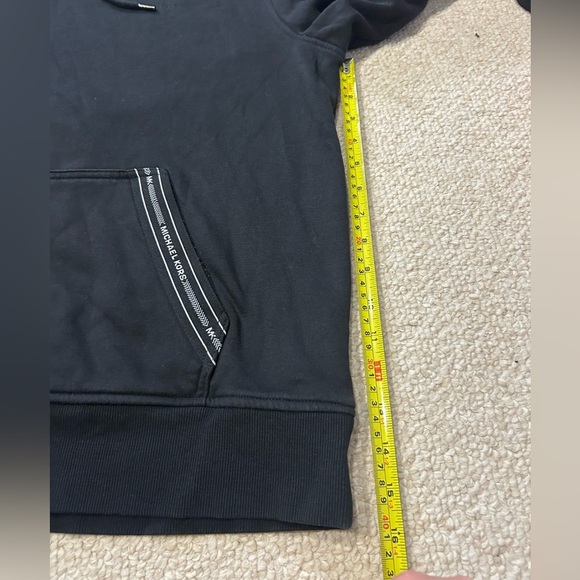 Michael Kors MK Men’s Large Black Hooded Sweatshirt Tape Logo Hoodie - Picture 13 of 13